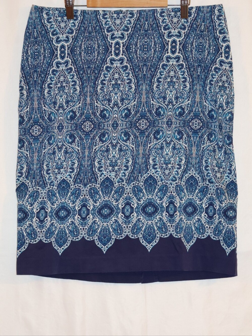 Talbots Blue Paisley Floral Canvas A-Line Skirt.
